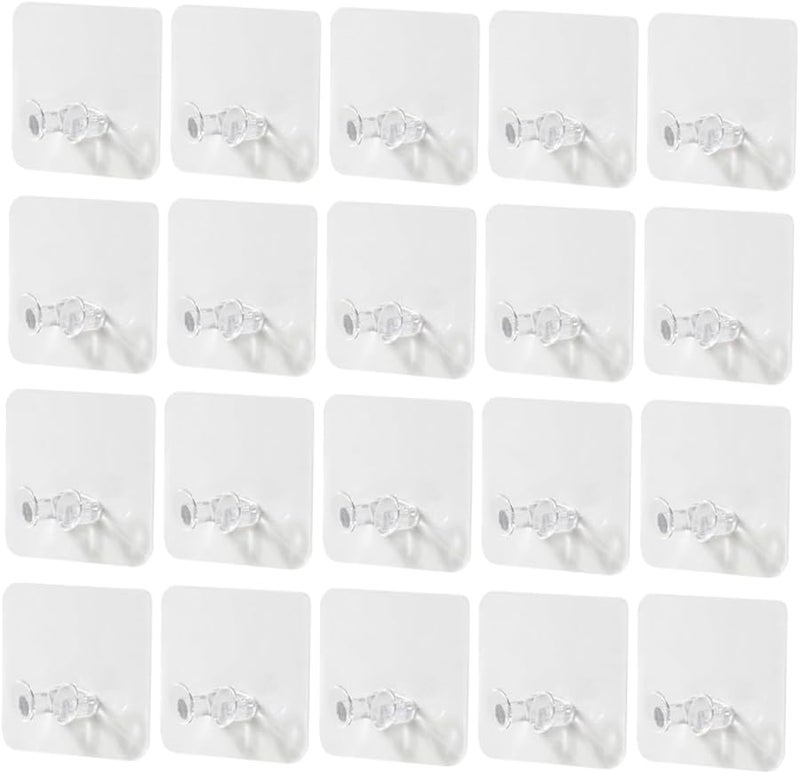 20 Pcs Clear Adhesive Cable Hooks Wall Mounted Cord Organizer No Trace Design - Image 1